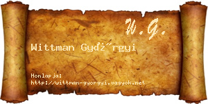 Wittman Györgyi névjegykártya